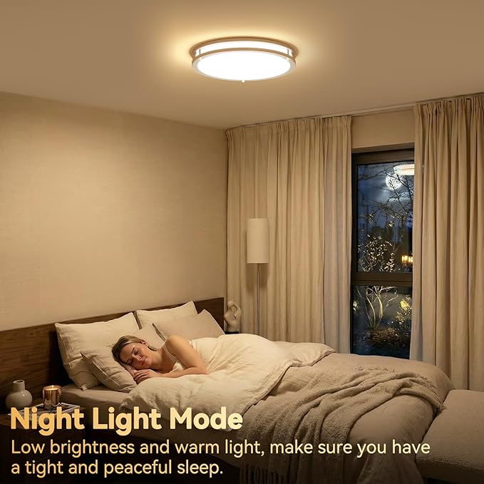 16 Inch LED Ceiling Light with Remote 32W Dimmable Flush Mount 3000K-6000K