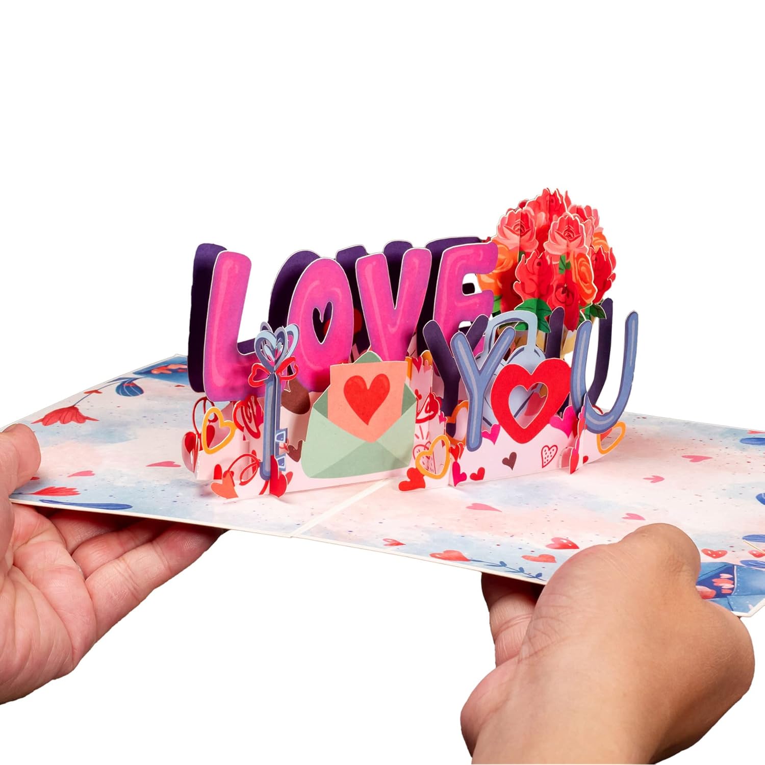 Frndly By 3D I Love You Pop Up Valentines Day Card, Gift For Valentines Day, Mothers Day, Birthday, Wedding, Anniversary, All Occasion - Handcrafted, 100% Recycled And Eco-Friendly, 8" X 6" Cover - Includes Envelope And Note Tag