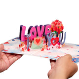 Frndly By 3D I Love You Pop Up Valentines Day Card, Gift For Valentines Day, Mothers Day, Birthday, Wedding, Anniversary, All Occasion - Handcrafted, 100% Recycled And Eco-Friendly, 8" X 6" Cover - Includes Envelope And Note Tag