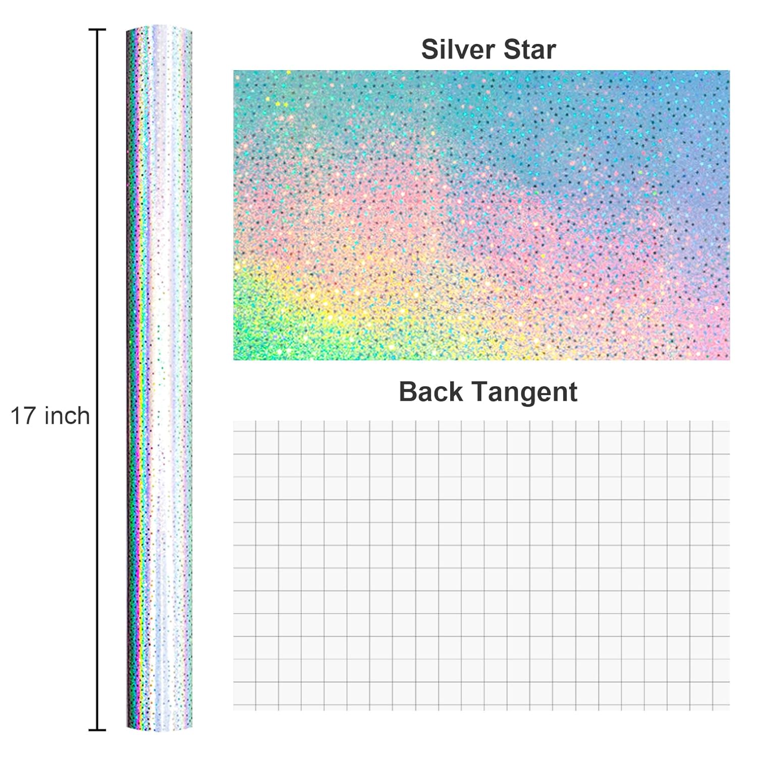 Silver Wrapping Paper Roll, Metallic Holographic Star Gift Wrap For Birthday, Valentines, Mothers Day, Graduation, Wedding, Fathers Day, Baby Shower, Christmas (17 In X 32.8 Ft)