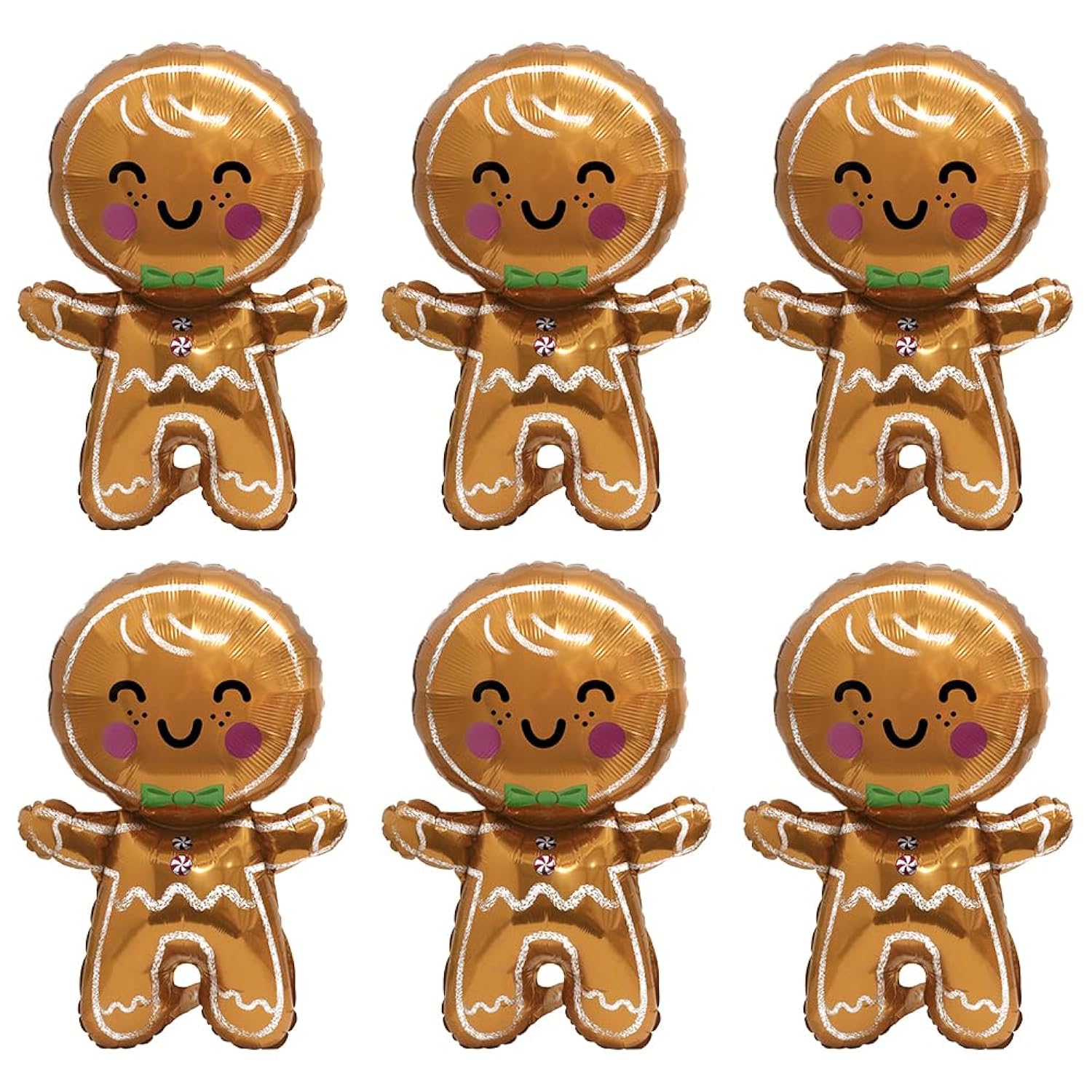Jumbo Gingerbread Man Xmas Foil Party Balloons, 6 Pack Merry Christmas Mylar Helium Large Gingerbread Man Kids Balloon For New Year Eve Holiday Festival Birthday Party Decorations Supplies