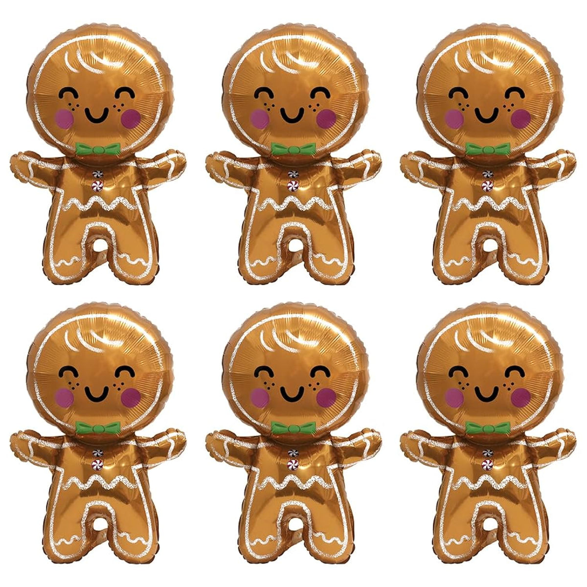 Jumbo Gingerbread Man Xmas Foil Party Balloons, 6 Pack Merry Christmas Mylar Helium Large Gingerbread Man Kids Balloon For New Year Eve Holiday Festival Birthday Party Decorations Supplies