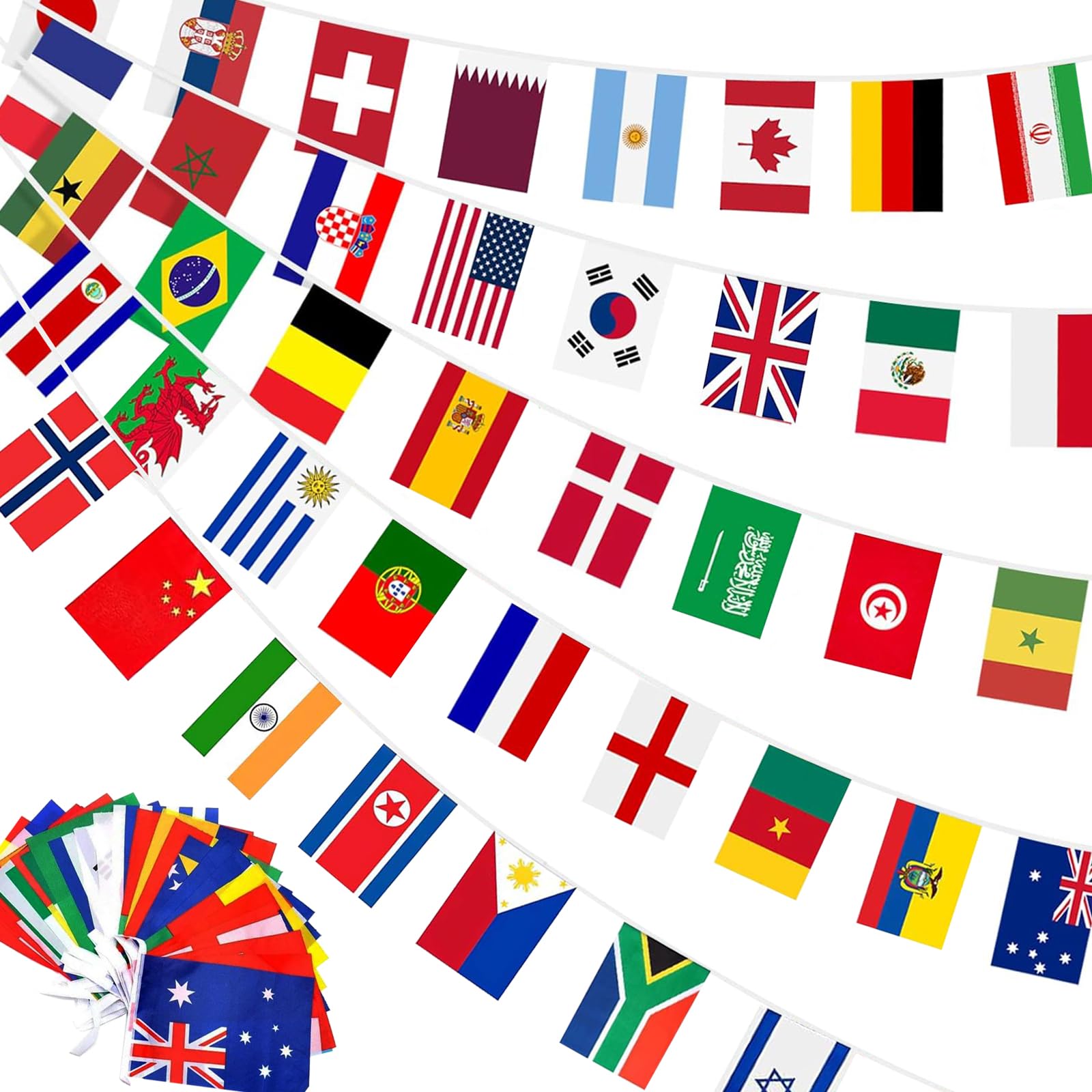 100 Countries String Flag Banner,98FT World Flags Bunting Banners,International Mini Flags Garland for Bar/School/Olympic/Sports Events/World Cup/Around The World Party/International Party/Multicultural Decorations