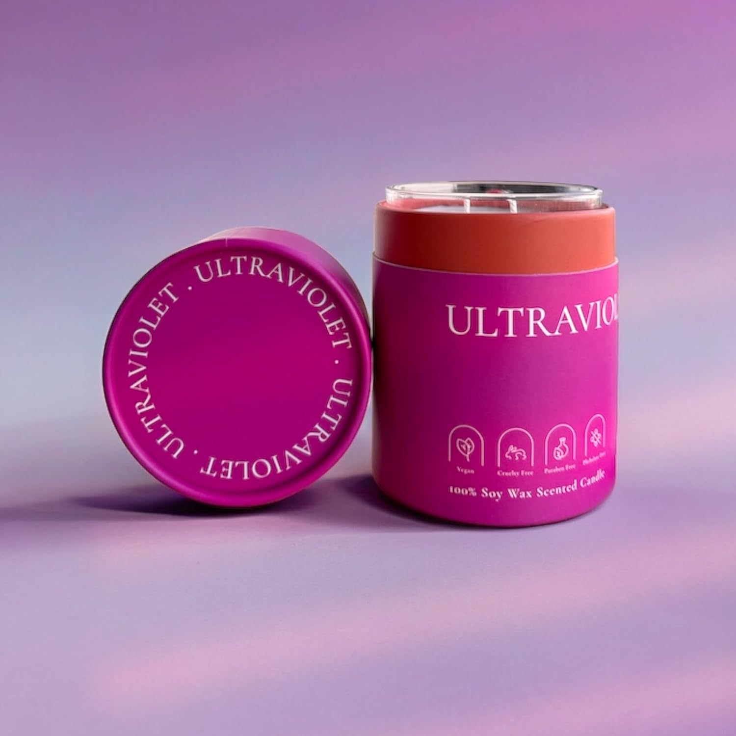 Ultraviolet 11Oz Soy Candle – Hand Poured In Usa, 100% Natural Soy Wax, Fruity Floral Scent, Reusable Glass Jar, Eco-Friendly Packaging, Non-Toxic Decorative Candle For Home Décor