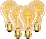 4 Pack A19 Vintage LED Edison Bulbs 4W 40W Equivalent 2200K Amber Warm Dimmable E26 Base