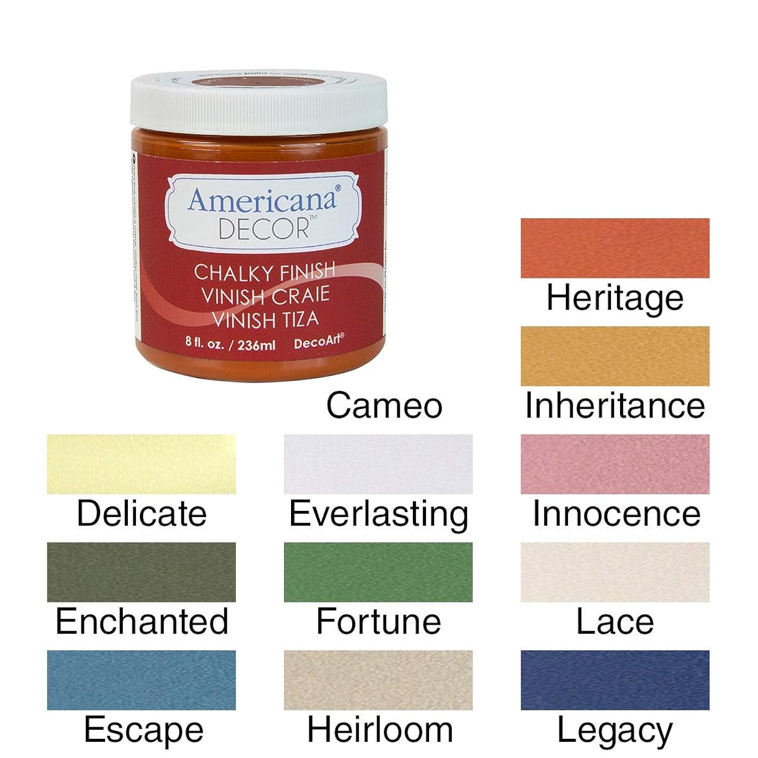 DecoArt ADC-02 Americana Chalky Finish Paint, 8-Ounce, Lace