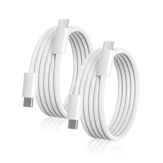 2 Pack USB C to USB C Cable 6FT 60W Woven Fast Charging Cord for iPhone 17 16 15 Samsung MacBook