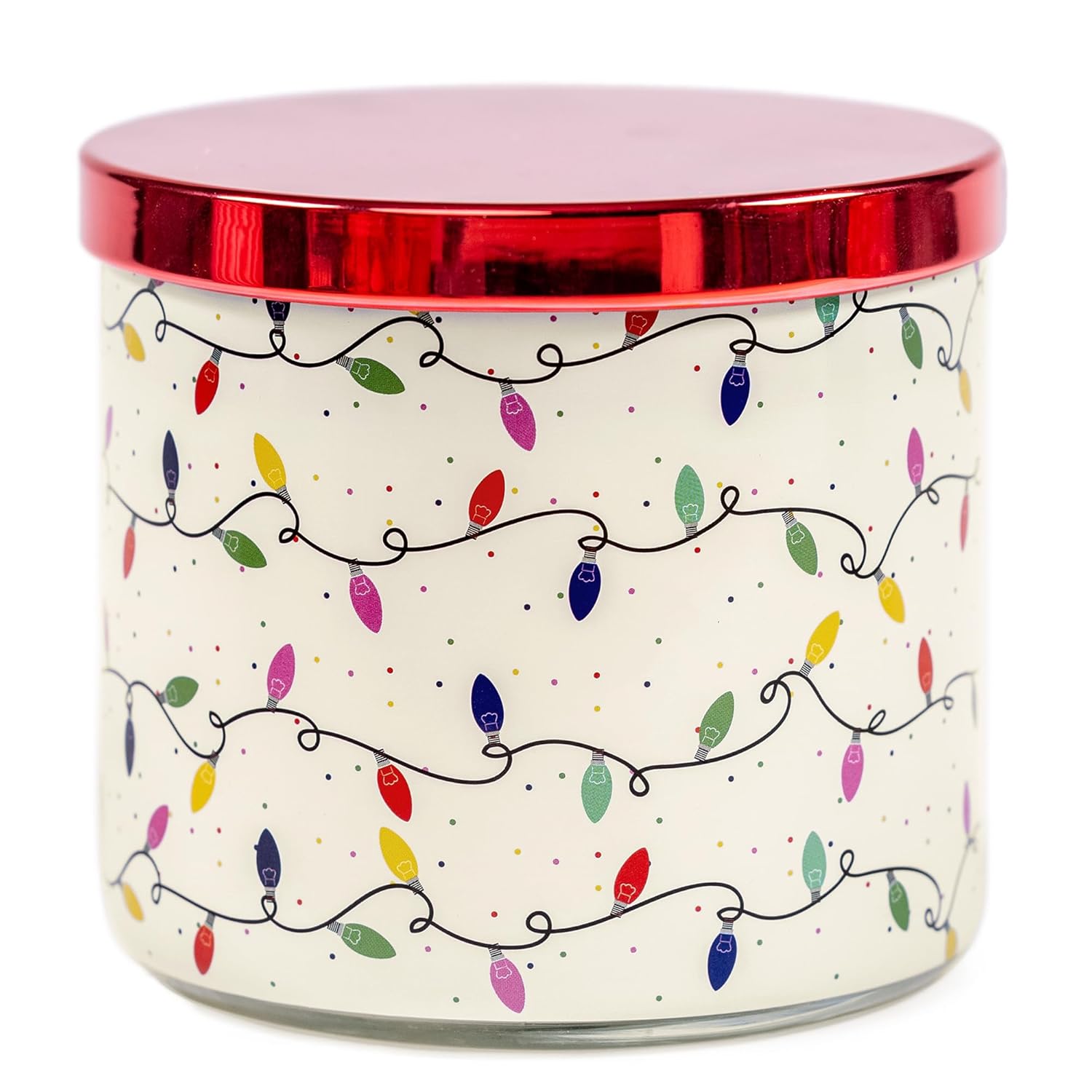 Christmas Candles, Xmas Berry Jam Scented Candle, Large 3 Wicks, 14 Oz Christmas String Lights Candle Gift