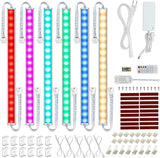 RGB Under Cabinet LED Lighting Kit with Warm White Light Dimmable Linkable LED Light Bars Plug In Setup
