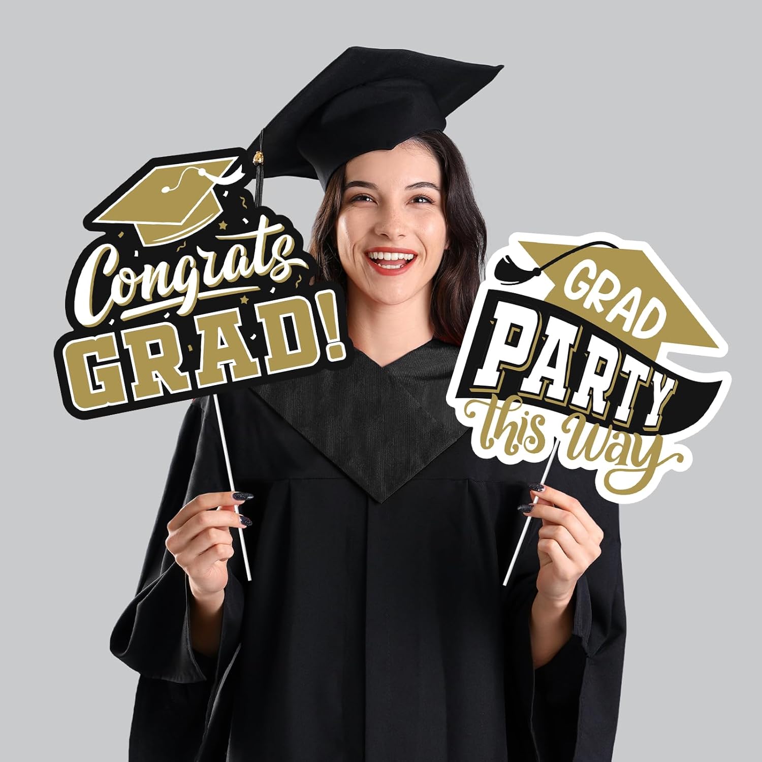 Black Themed 2026 Graduation Decorations Class Of 2026 Set - Congrats Grad Yard Signs, Class Of 2026 Yard Signs, Complete Party Supplies For High School & College Celebrations