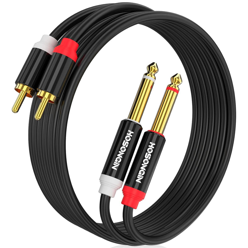 Dual 1/4 Inch Ts To 2 Rca Male Stereo Audio Cable, Pvc Jacket Gold-Plated Plug