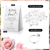Ring Hunt Bridal Shower Game, Bridal Shower Ring Game, Minimalist Sign With 30 Metal Rings -Rghunt01