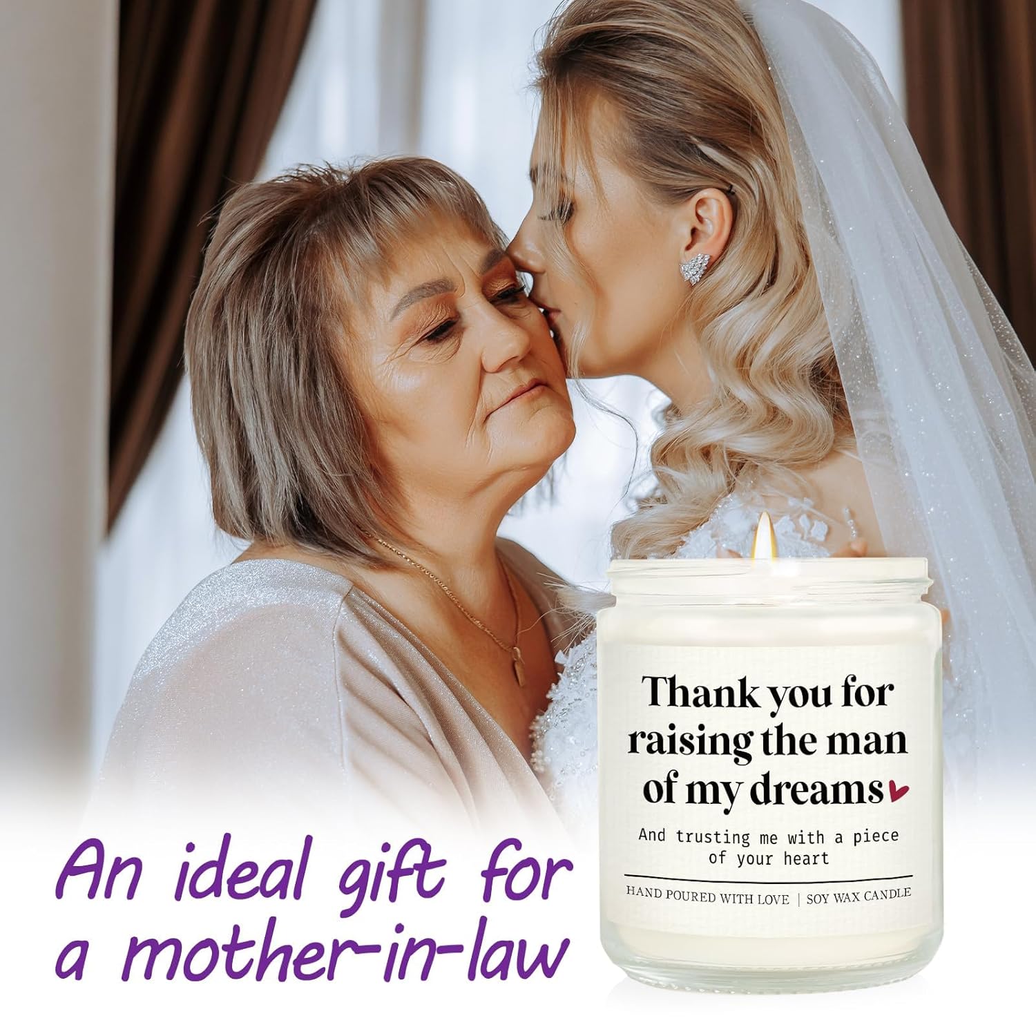 Mother Of The Groom Gifts From Bride - Wedding Gift For Mom Of The Groom Mother-In-Law From Bride Lavender Scented Soy Wax Candle 7Oz