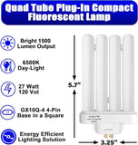 CFML27VLX Replacement Bulbs 3 Pack 27W GX10Q-4 6500K Natural Daylight Fluorescent Lamp