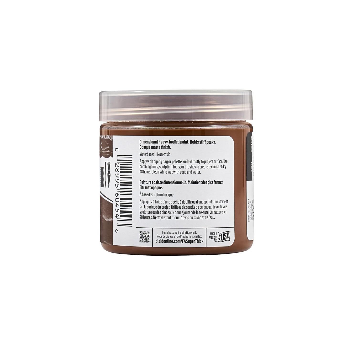 FolkArt Super Thick Acrylic Paint with a Textured Finish, Brown, 4 oz