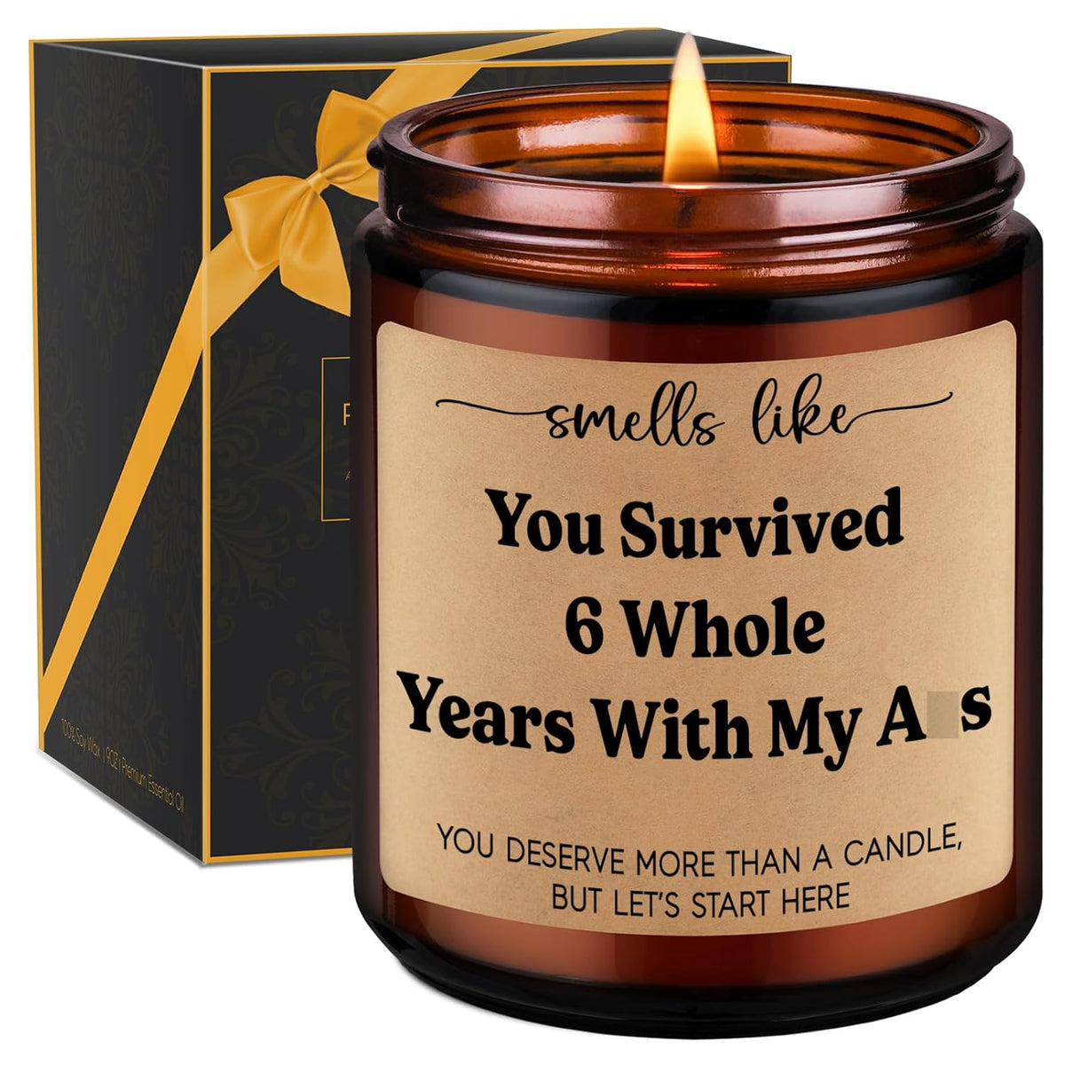 Iron 6Th Anniv. Candles - 6 Year Anniversary Candle Gifts For Her, Him - Iron Anniversary Wedding Gifts For Wife, Husband, Couple - Sixth, Six Year Anniv. Presents For Boyfriend, Girlfriend