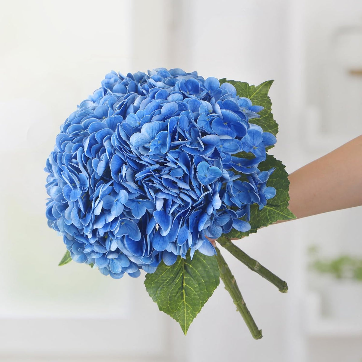 Hydrangea Artificial Flowers, 22” Real Touch Lifelike Latex Hydrangeas, Large Faux Hydrangea For Home Decor Wedding Bouquets, Royalblue, 3Pcs