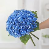 Hydrangea Artificial Flowers, 22” Real Touch Lifelike Latex Hydrangeas, Large Faux Hydrangea For Home Decor Wedding Bouquets, Royalblue, 3Pcs