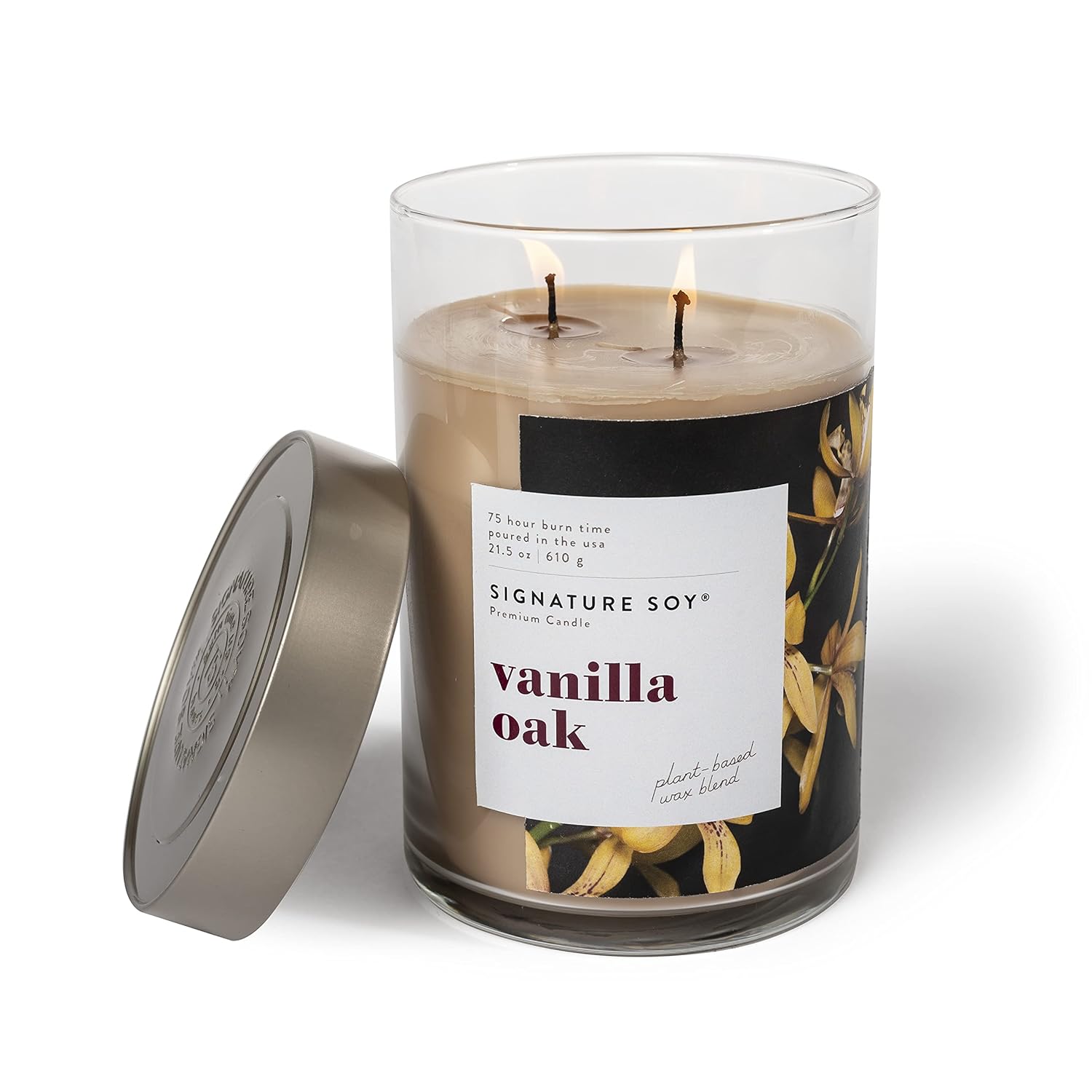 Lidded Vanilla Oak Scented Candle, Extra Large Jar