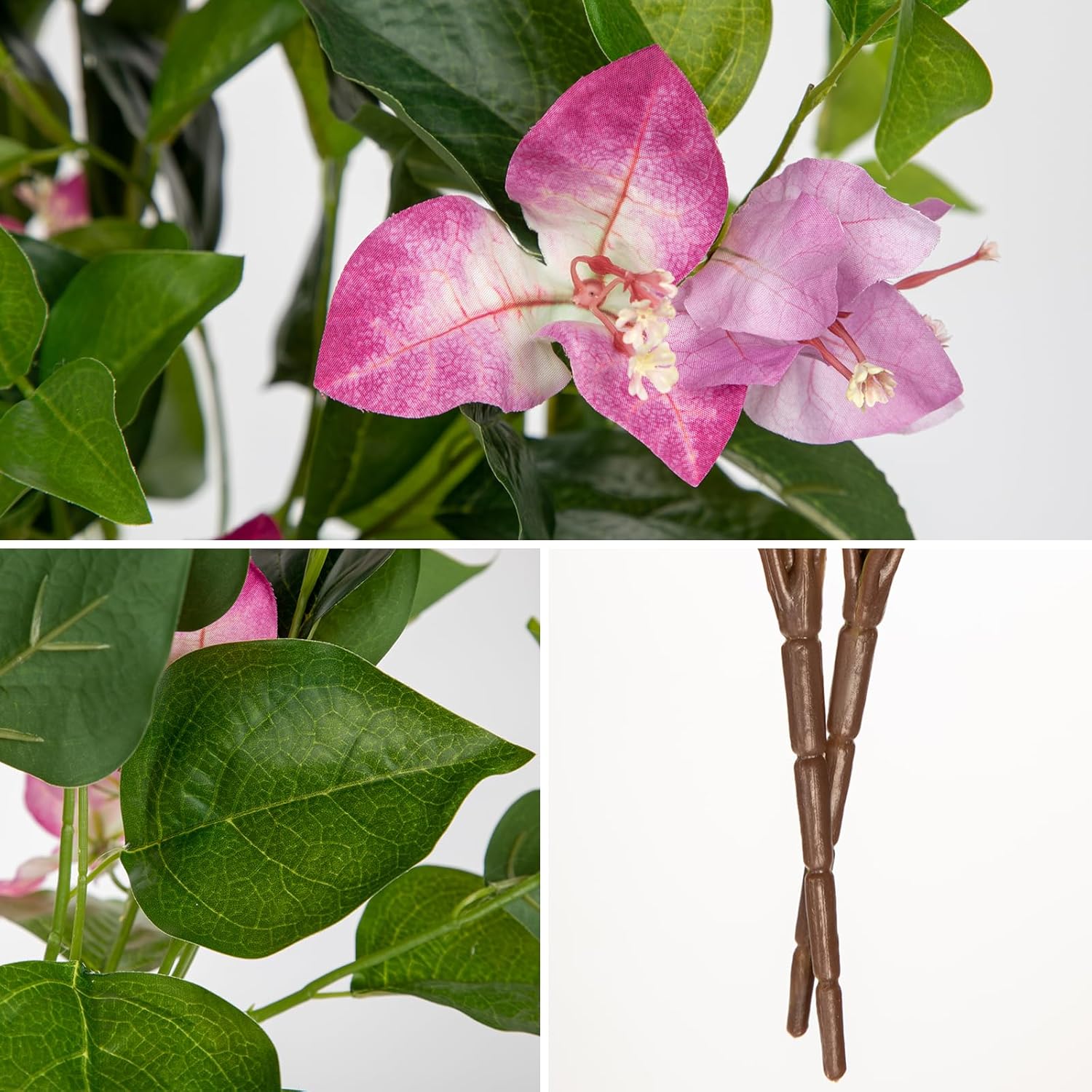 2Pcs Bougainvillea Artificial Flowers Bouquets Pink Fake Flower Silk Flowers With Long Stem Floral Arrangements Faux Bougainvillea Flower Plant For Diy Wedding Party Centerpieces Home Decor