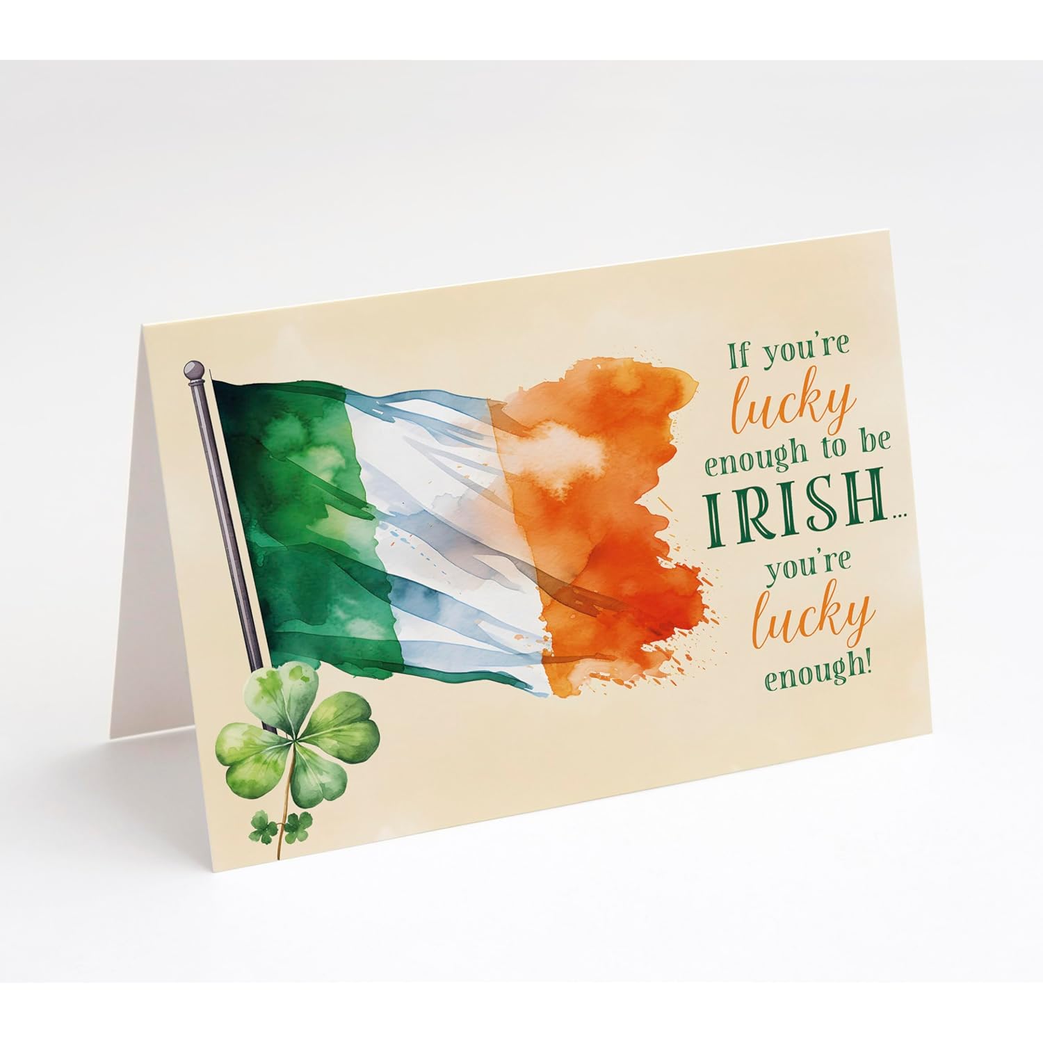 St. Patrick'S Day Greeting Cards, Irish Blessing Cards, 5"X7" Folded Card W/Envelope, Single Card, Made In Usa By A Small Family Business (Lucky Enough)