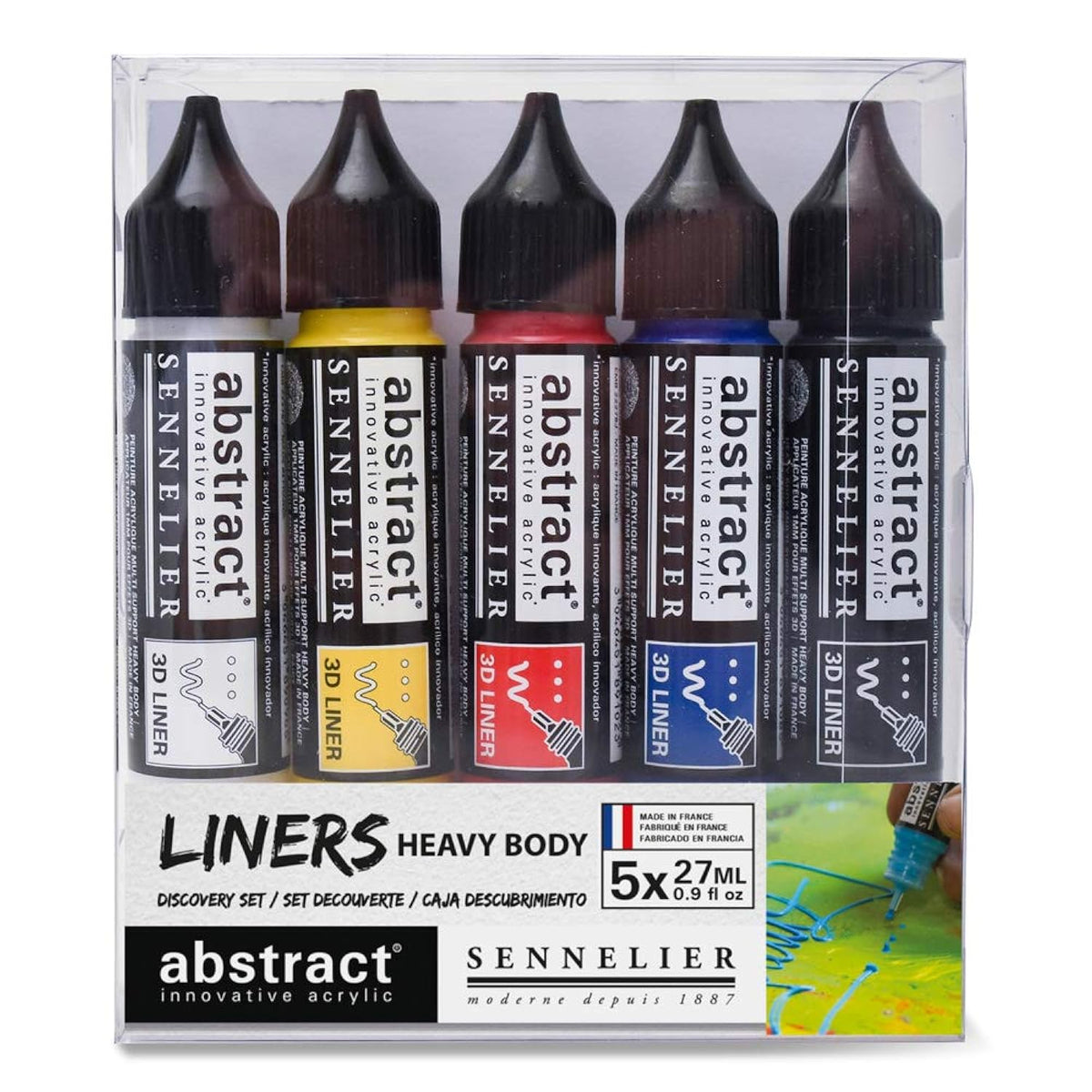 SENNELIER Abstract Acrylic Discovery Liner Set, Includes 5-27ml 3D Liners, Primary Colors (10-121350-00)