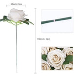 Artificial Flower Fake Rose Silk Rose 16Pcs Real Looking Fake Flowers With Stems For Diy Wedding Bouquets Tables Centerpieces Floral Arrangements Festival Decoration (Beige)
