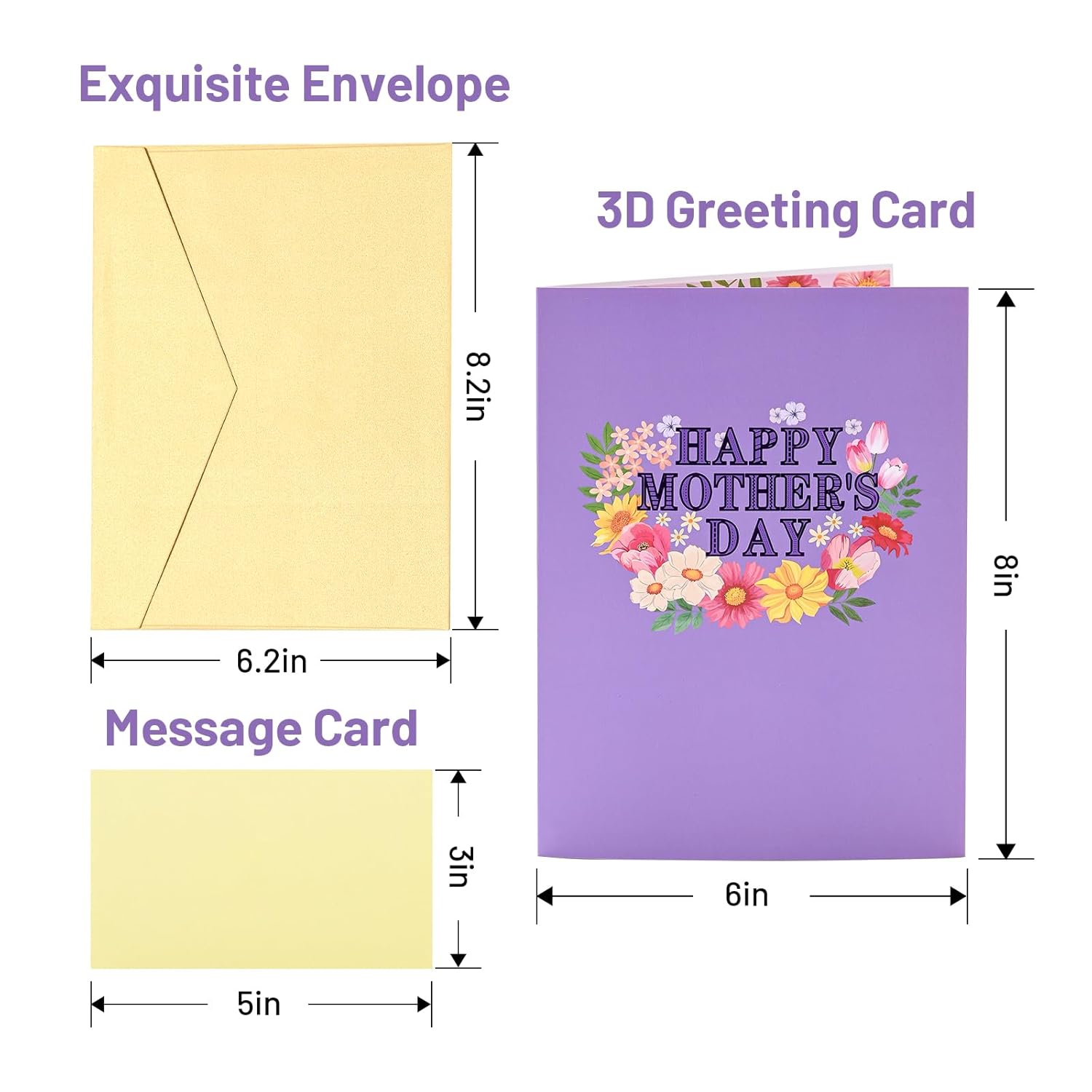 3D Mothers Day Card, Happy Mother'S Day Pop Up Cards, Mother'S Day Card With Envelope And Message Note, Recycled And Eco-Friendly