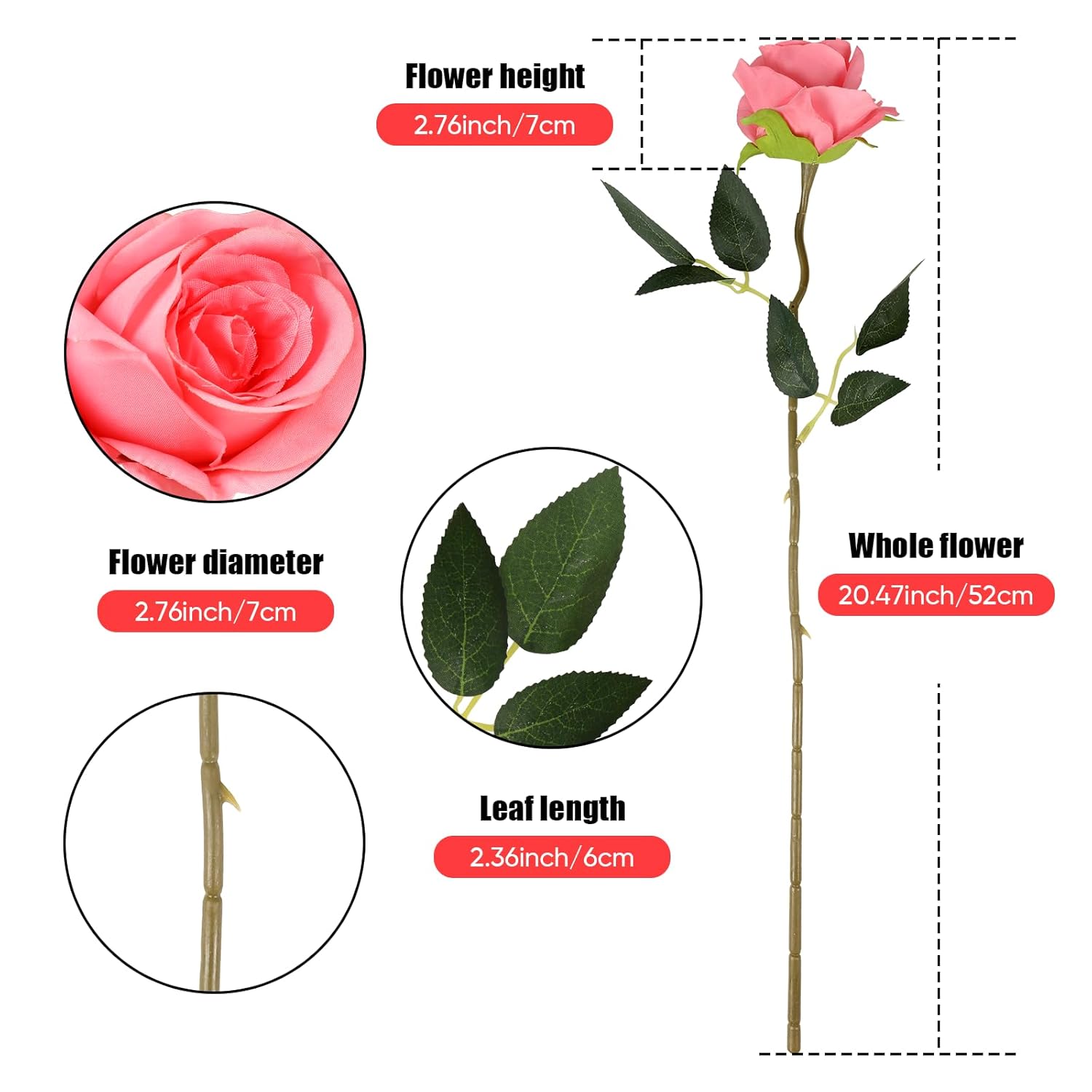 10 Pcs Fake Rose Artificial Flowers, Artificial Rose Long Stem Bouquet, Real Touch Silk Fake Rose For Valentine'S Day Wedding Centerpieces Party Table Decoration (Fuschia)