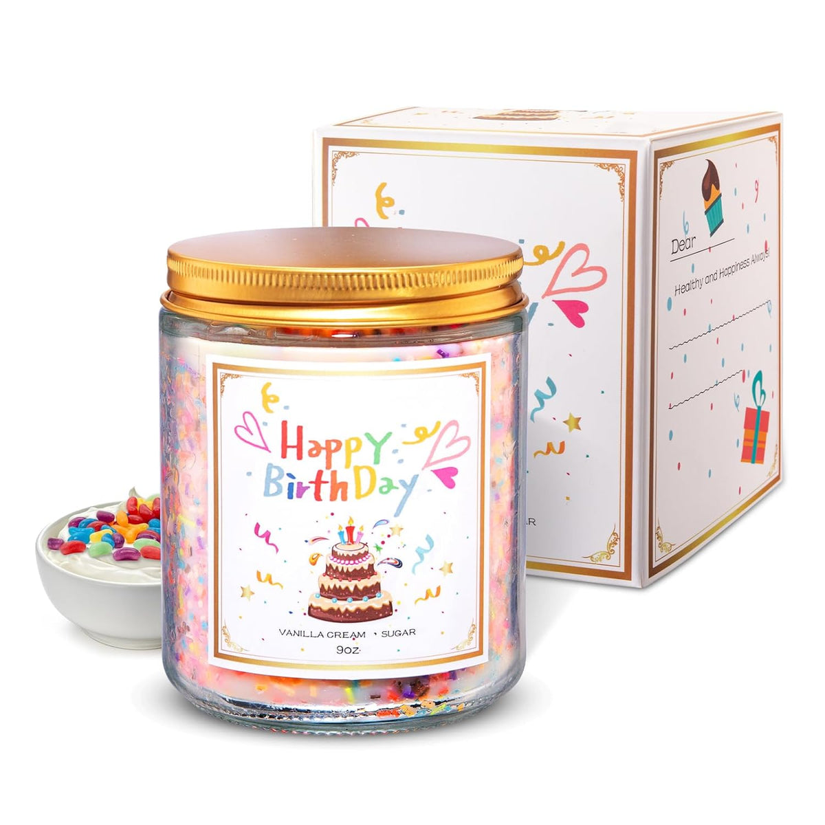 Luxury Scented Candles Gift Set-100% Natural Soy Wax, 50H Clean Burn, Hand-Poured, Relaxing Aromatherapy For Home, Bedroom, Yoga &Spa,9Oz, Birthday Candles?Vanilla Cream Sugar?