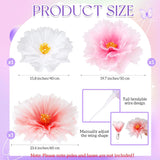 3Pcs 19.7In Giant Flowers Decoration, Artificial Gauze Large Flower Prop For Valentines Day Decorations Wedding Reception Banquet Ceremony Church Party, White Pink And Purple