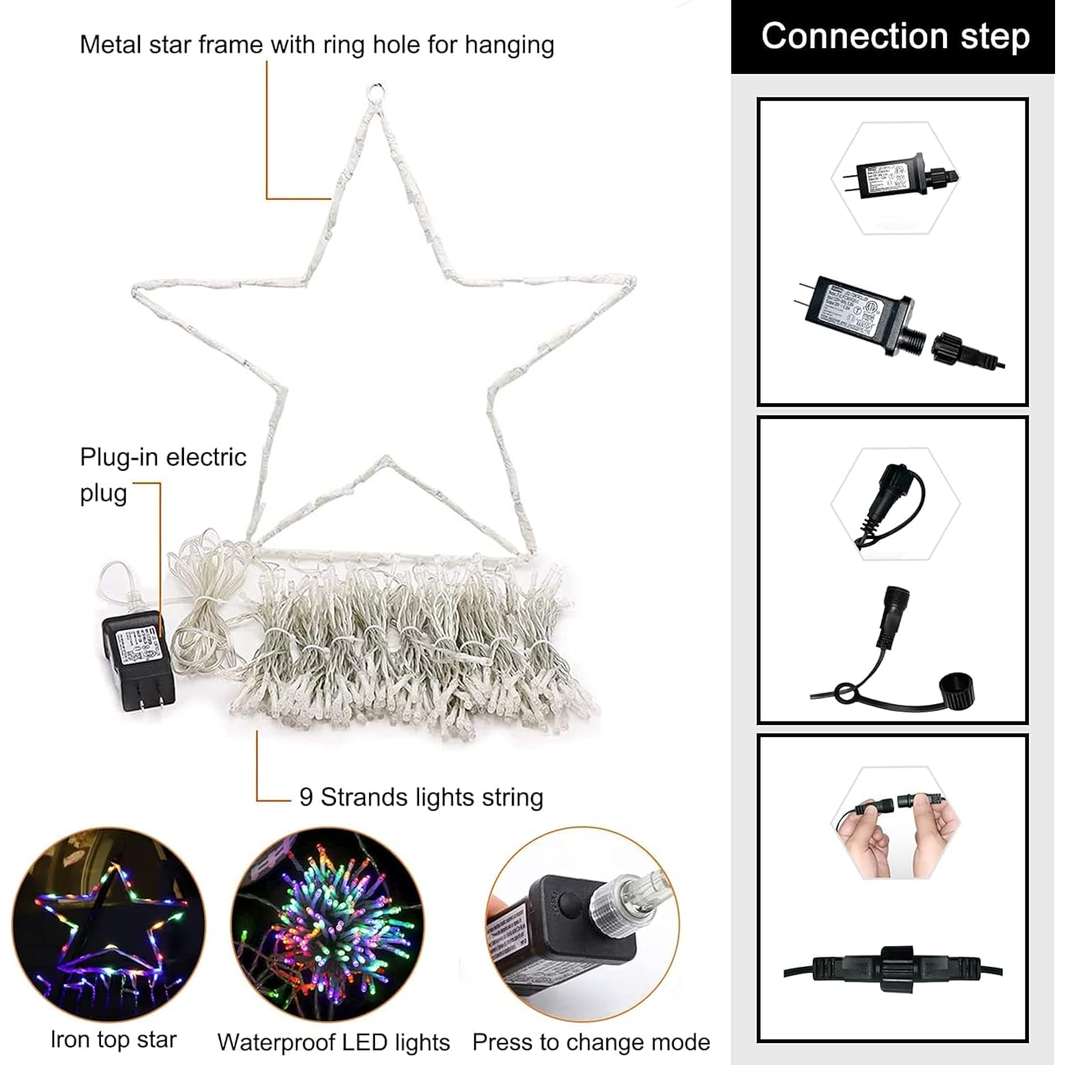 Christmas Decorations Christmas String Lights Outdoor, 320 Led Star Lights With Timer [8 Mode/Ip44 Waterproof] Fairy Lig