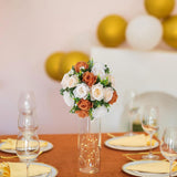 Flower Balls For Centerpieces Decoration: 2 Pcs Terracotta Artificial Rose Kissing Balls For Table - Fall Fake Silk Floral Bouquet With Base Arrangements For Home Party Room Diy Decor