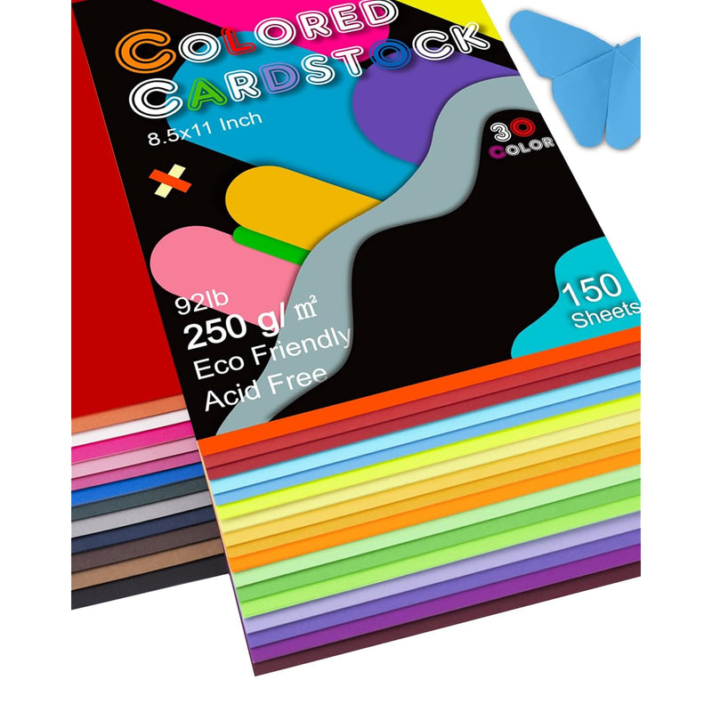 Colored Cardstock 150 Sheets, 8.5” X 11” Cardstock Paper - 30 Assorted