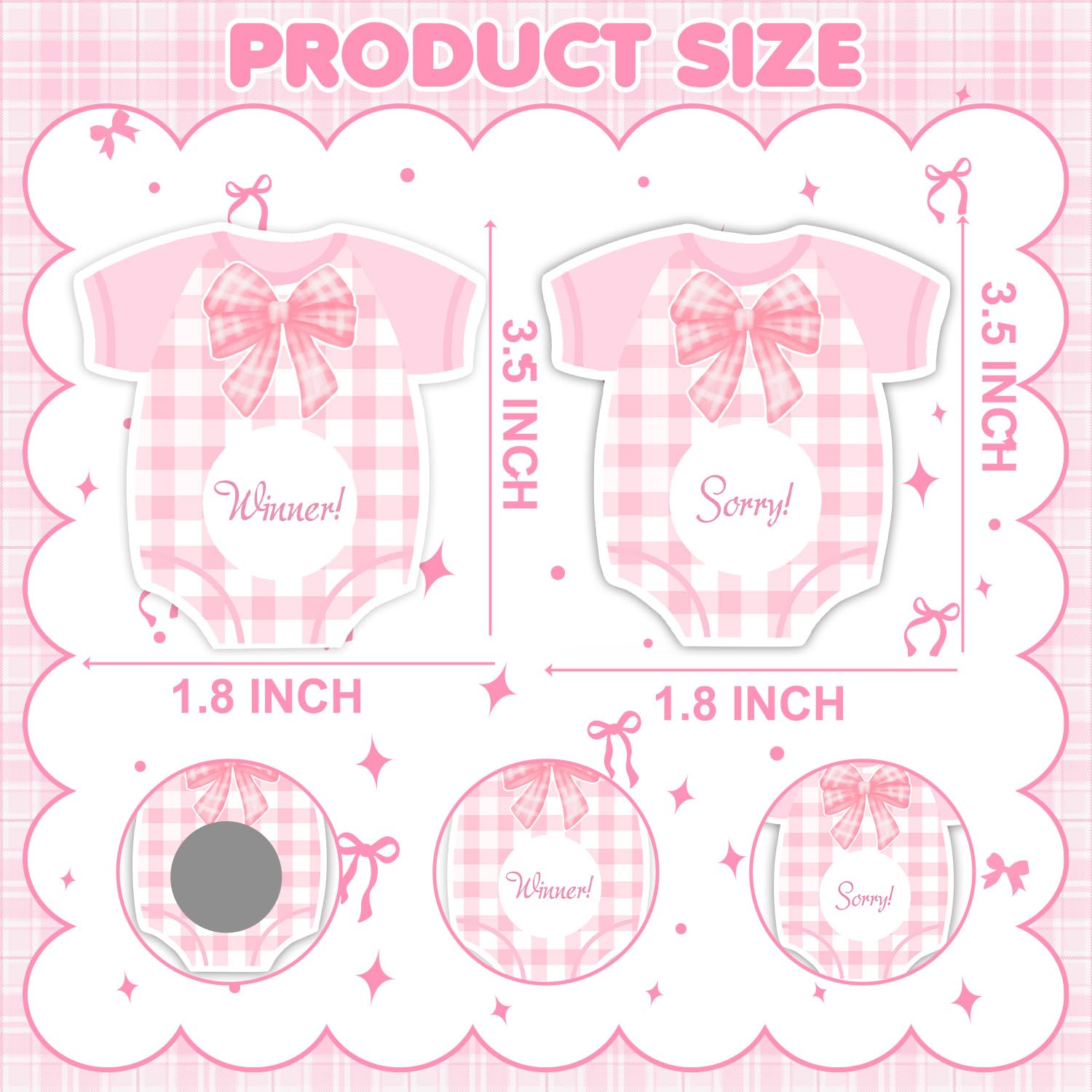 Pink Bow Baby Shower Decorations, 30Pcs Pink Bow Baby Shower Scratch Off Game Girl, Silly Activity For Ice Breakers, Door Prizes, Baby Shower Activity And Idea, Fun And Easy To Play
