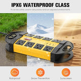 Outdoor Weatherproof Power Strip 8 Outlets 2 USB A 1 USB C IPX6 6FT Yellow