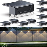 8 Pack Solar Fence Lights Outdoor 3 Mode IP65 Waterproof Dusk to Dawn Deck Stair Lights