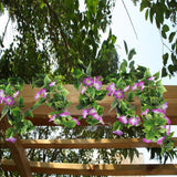 2Pcs Artificial Vines,15Feet Morning Glory Hanging Plants Silk Garland Fake Green Plant Home Garden Wall Fence Stairway Outdoor Wedding Hanging Baskets Decor Purple