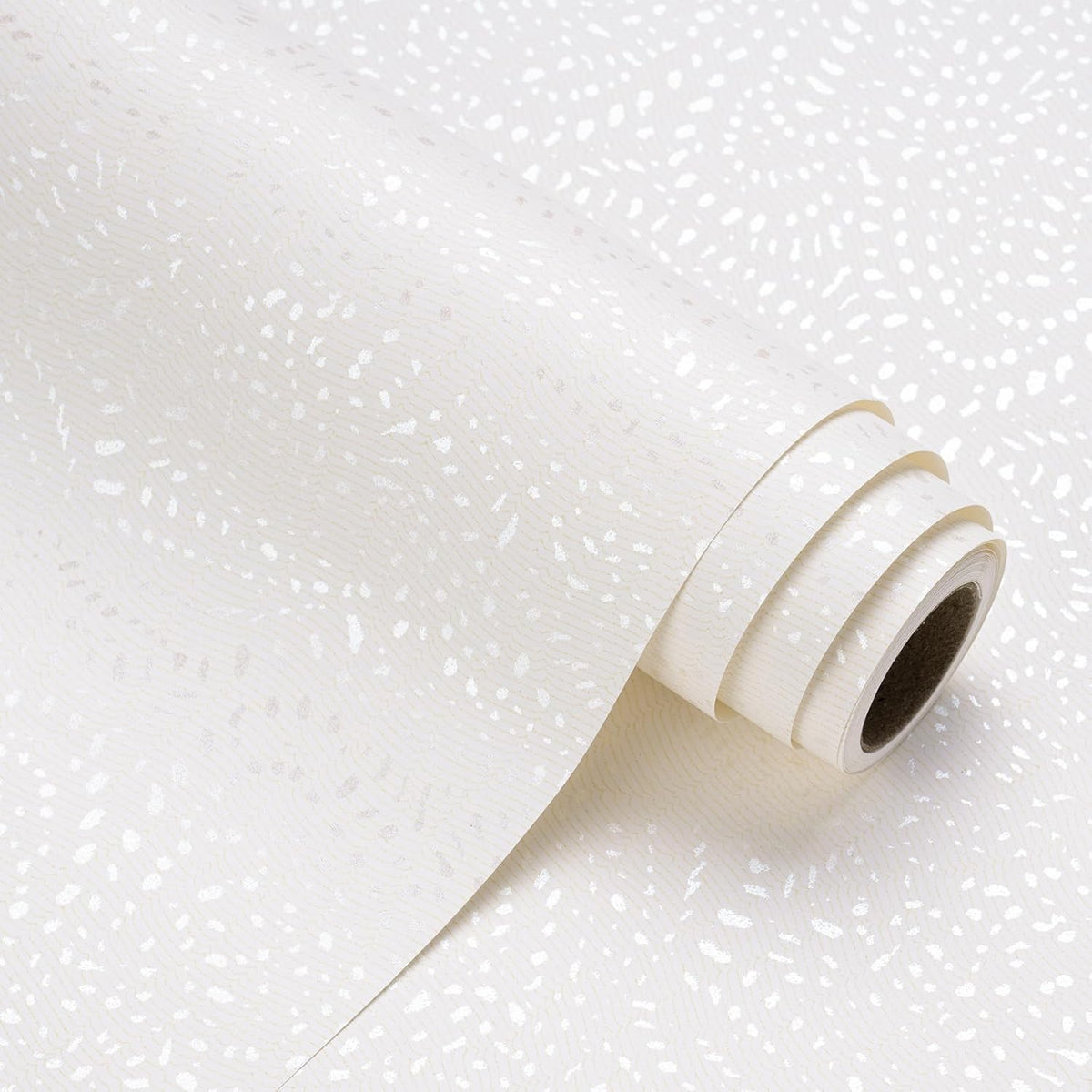 White Wrapping Paper Roll - Mini Roll - 17 Inch X 16.5 Feet - White With Silver Design Perfect For Birthday, Holiday, Wedding, Baby Shower