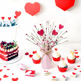 Valentines Day Decor Valentine Flowers Picks With Vase Valentines Day Artificial Berry Stems In Pink Metal Pot For Anniversary Wedding Table Centerpieces