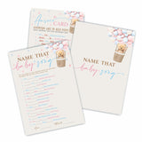 30 Name That Baby Song - Bear Hot Air Balloon Game Cards For Baby Shower Game & Activity - Bear Double-Sided Fill In Style Game Cards, Gender Neutral?Baby Shower Party Decorations - C04