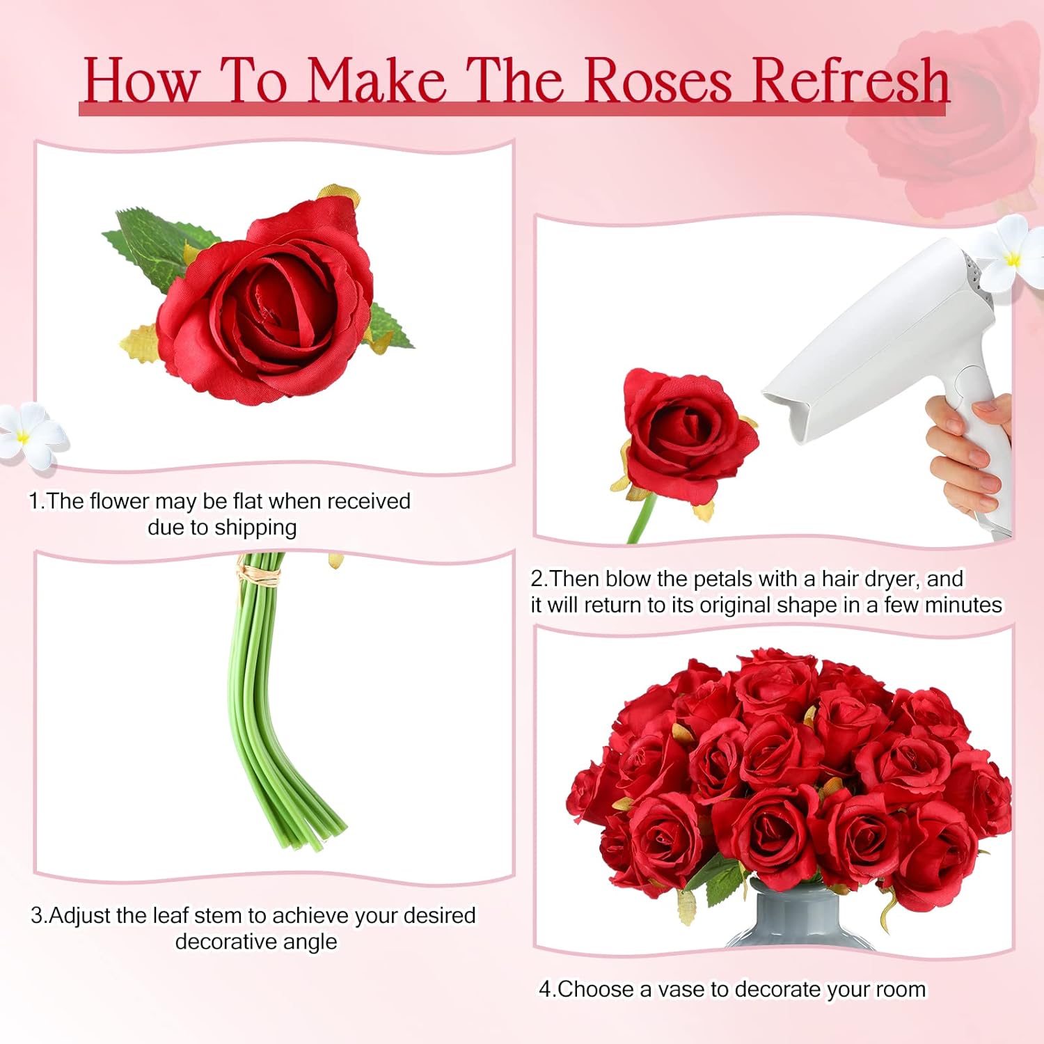 120 Pcs Artificial Rose Flowers Bouquet Silk Realistic Flowers Bulk Centerpieces Diy Bride Fake Rose For Home Bridal Wedding Party Decorations(Red)