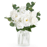Artificial Flowers Plants Bouquet White Silk Flowers For Home Decor Indoor Fake Flower Arrangements Table Centerpieces For Kitchen Wedding Party Decorations