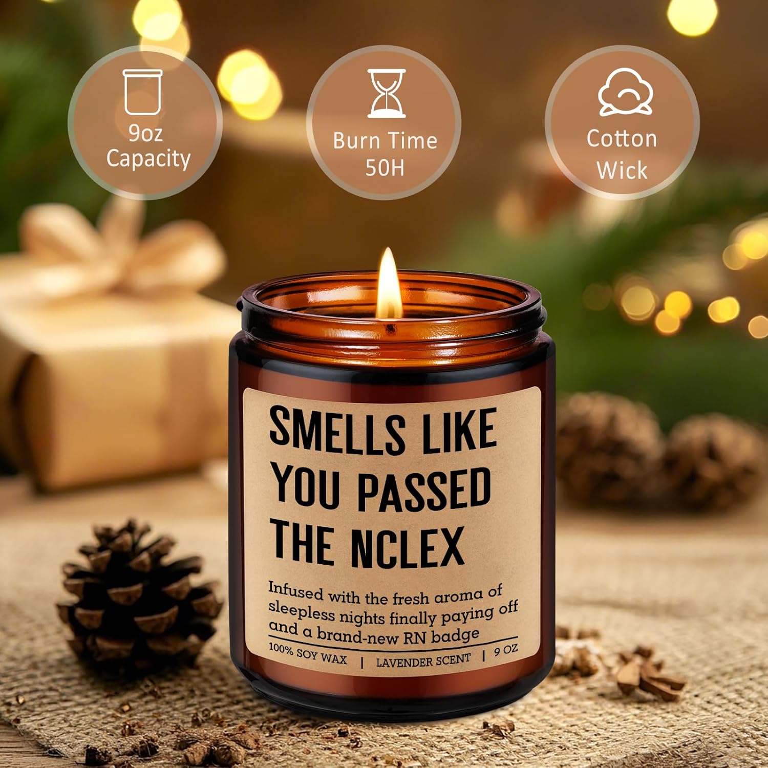 Candle, Passed The Nclex, New Rn Gifts For Nurses, Registered Nurse Gifts For Women Men, Funny Valentines, Graduation, Future Rn Congratulations Presents Ideas For Nursing School Student, Grad