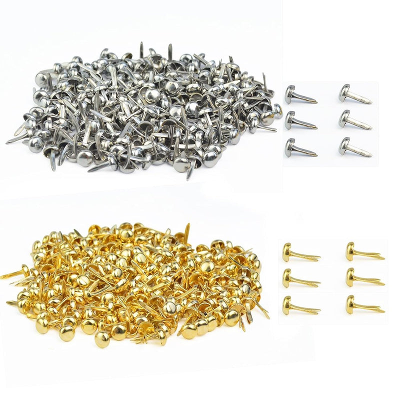 500 Pcs Paper Fasteners, Brass Plated Scrapbooking Brads Round Metal Brads Wit