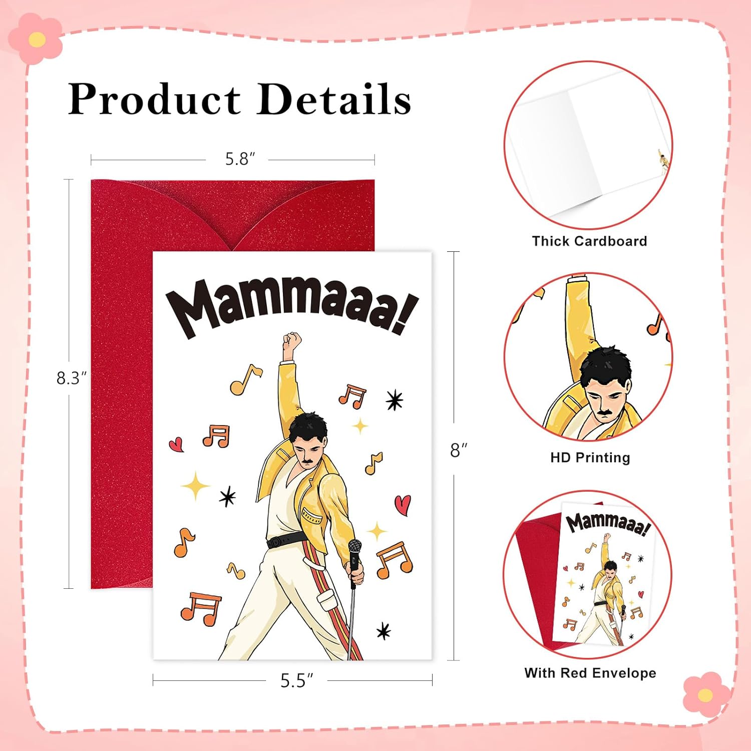 Happy Birthday Mon Card - 5.5"X8" Singer Design Mom Birthday Card With Envelope Mother'S Day Gift For Grandma Wife Sister