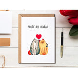 You'Re All I Knead Need - Cute Cat Love Card - Pun Anniversary Card For Him Her - Happy Valentine'S Day Card - Cute Cat Card