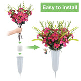 Cemetery Artificial Flowers With Vase Angel Mark - 2 Set Artificial Red Chrysanthemums Grave Memorial Flowers- Prayer & Trumpet Angel Pendant For Headstones Gravesite Decoration