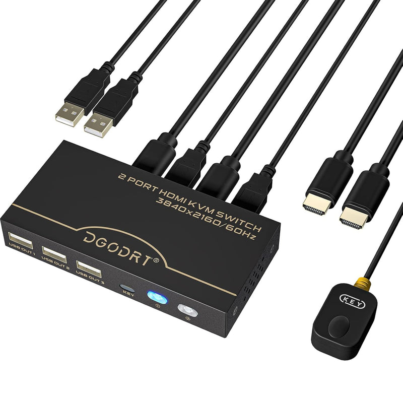 Kvm Switch Hdmi 2 Port, Usb Hdmi Switcher Uhd 4K@60Hz Yuv Rgb 4:4:4, For 2 Com