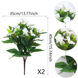 2 Pcs Artificial Impatiens Flowers For Outdoors Faux Impatiens Bushes White Silk Flowers Greenery Artificial Impatiens Bouquet For Patio Lawn Garden Pot Hanging Basket Porch Decoration